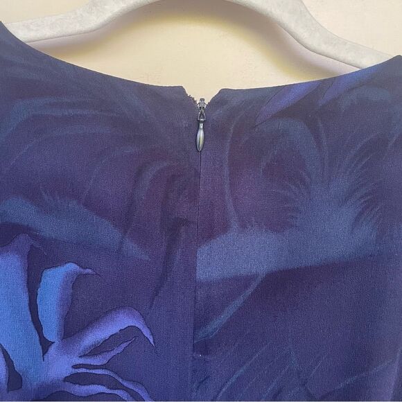 Vintage Dana Buchman 100% Silk Short Sleeve Wrap Midi Dress Dark Blue 16 - Picture 5 of 10